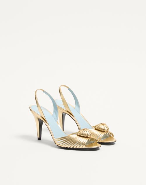 Valentino Garavani - Coeur Royal Sandal In Laminated Nappa Leather 85mm - Antique Brass - Woman - Sandals